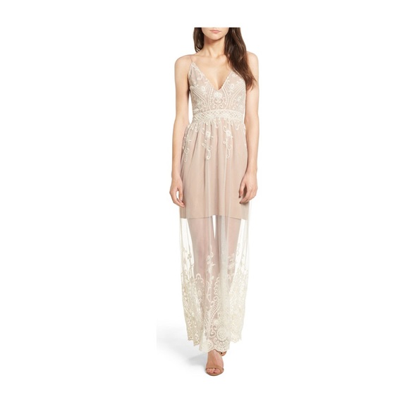 Wayf Dresses & Skirts - Clara Embroidered Mesh Maxi Dress